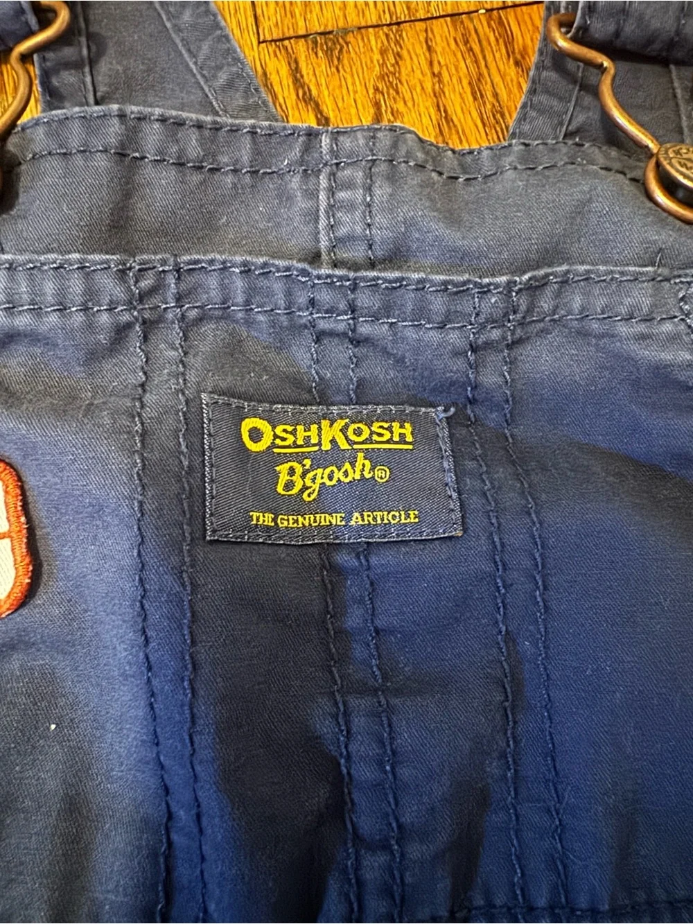 OshKosh B'gosh Navy Short Overalls with Truck Patch 18 months
